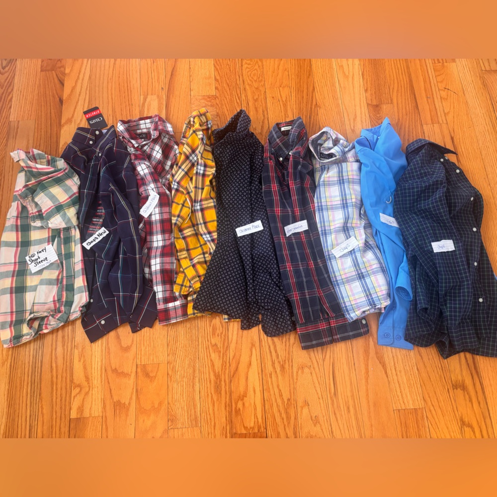 Boys button down shirts size 10/12. Lot of 9. 8 long sleeve, 1 short sleeve